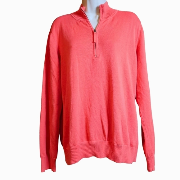 FOXCROFT Women's Soft Coral 100% Supima Cotton Pullover 1/4 Zip Sweater Size XXL - Picture 1 of 12